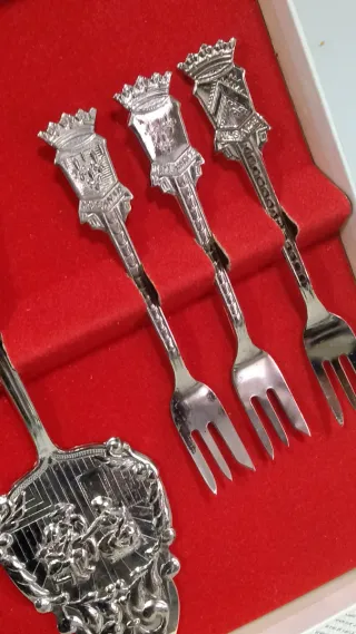 Juego de postre vintage francés con pala y estuche