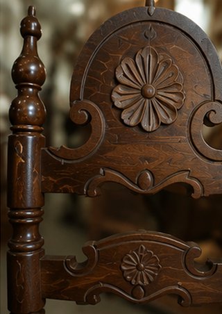 Conjunto de cuatro sillas de estilo castellano