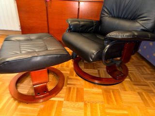 Sillón masaje cuero con reposapiés y calor