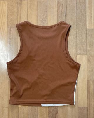 Top canalé bicolor marrón/beige vintage