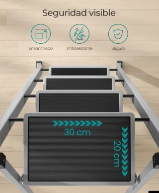 SONGMICS Escalera de Tijera con 4 Peldaños, Gris