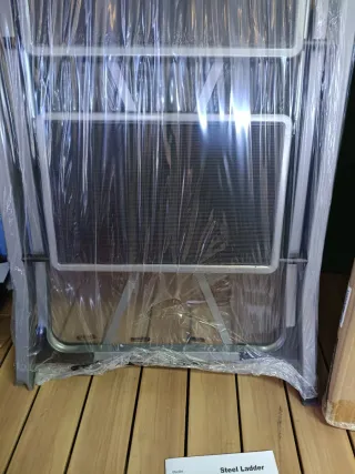 SONGMICS Escalera de Tijera con 4 Peldaños, Gris