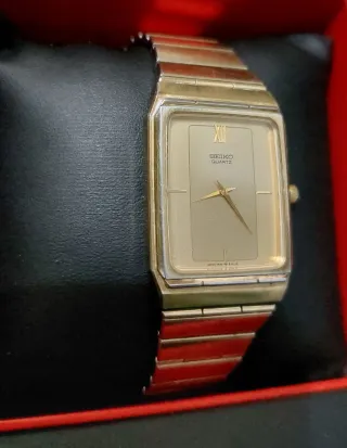 Orologio Seiko Quartz Tank Watch Men Oro Gold.