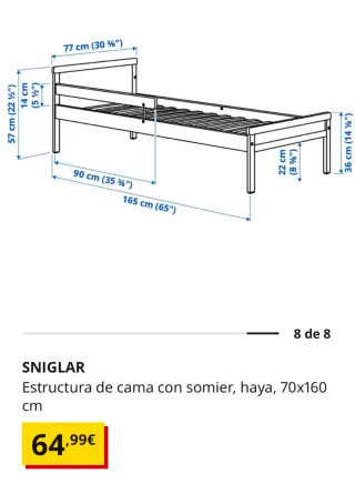 Cama (una o dos) IKEA Sniglar 170x60 + Colchón