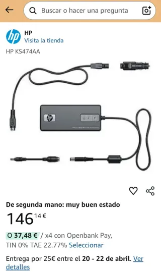 Adaptador HP con accesorios