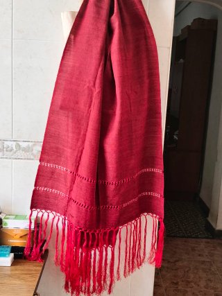 Reboso artesanal verde y granate