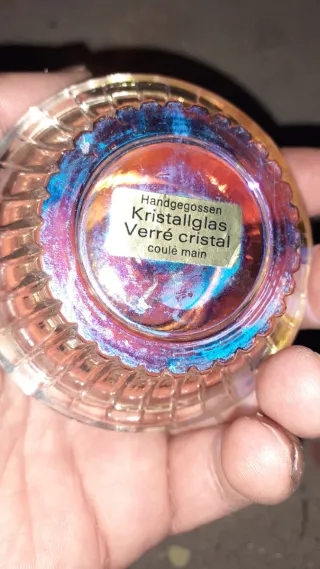 Portavelas peq cristal artesanal, Handgegossen.