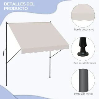 Toldo Retráctil Beige 200x175cm