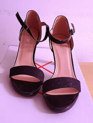 Sandali Neri Glitter Tacco Alto