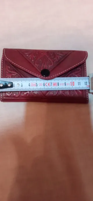 Cartera de piel burdeos sin estrenar