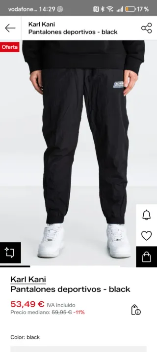 Pantalón chándal Karl Kani Talla L Negro