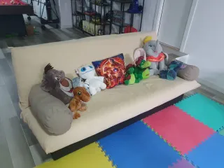 Sofá Cama Clic Clac Beige 120x190, con canapé