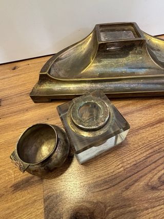 Tintero Art Déco antiguo de sobremesa