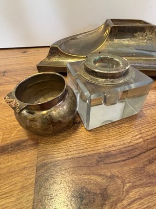 Tintero Art Déco antiguo de sobremesa