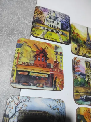 Lote 6 posavasos vintage monumentos París