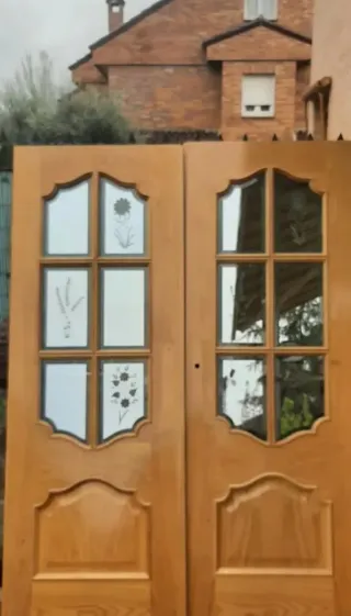 Puerta Roble Acristalada Doble