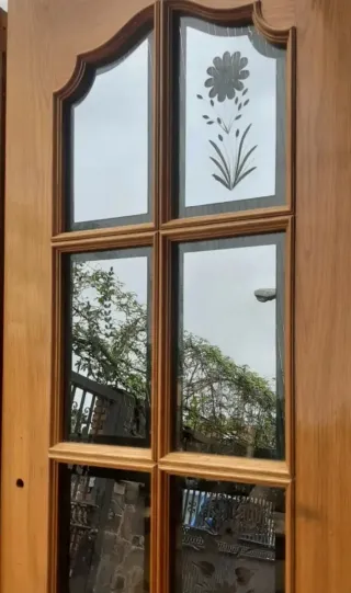 Puerta Roble Acristalada Doble