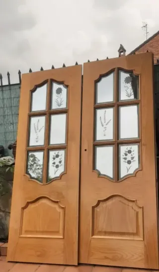 Puerta Roble Acristalada Doble