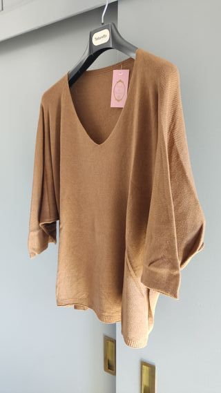 Jersey de punto fino camel