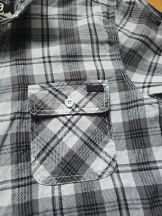 Camisa LRG a cuadros gris y blanco