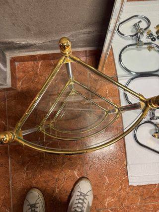 Espejo y juego baño dorado/plateado