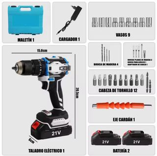 Taladro Inalámbrico 21V + Accesorios