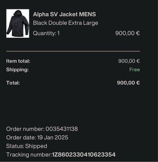 Arc'teryx Alpha SV XXL Chaqueta Negra original