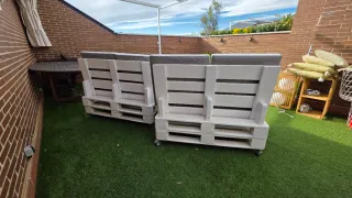 Sofás de Palets con Ruedas y Cojines
