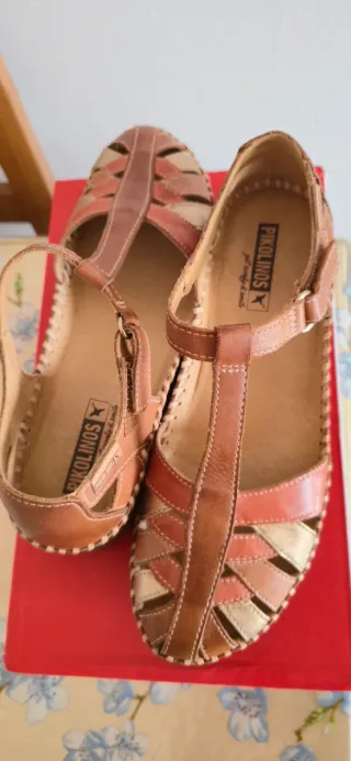 Sandalias Pikolinos Piel Cómodas Marrón Naranja