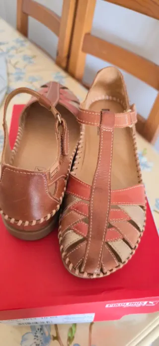 Sandalias Pikolinos Piel Cómodas Marrón Naranja