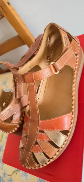 Sandalias Pikolinos Piel Cómodas Marrón Naranja