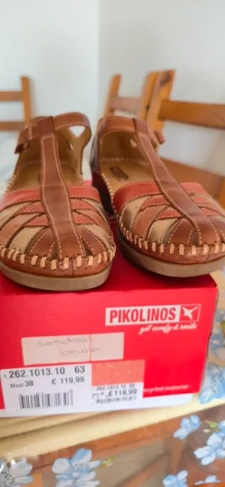 Sandalias Pikolinos Piel Cómodas Marrón Naranja