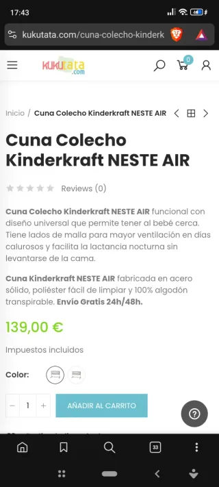 Cuna Colecho Kinderkraft Neste Air Gris