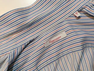 Camicia slim  uomo cotone righe blu/rosa