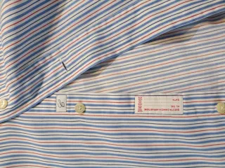 Camicia slim  uomo cotone righe blu/rosa