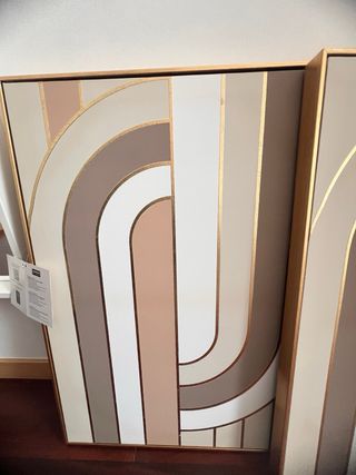 Quadri decorativi moderni beige e dorati