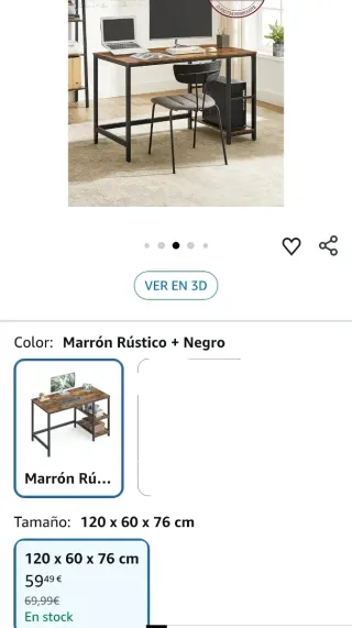 VASAGLE Escritorio, Mesa de Trabajo, 120x60x76 cm