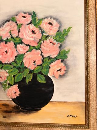 Cuadro de flores pintado al óleo de Maria Clara