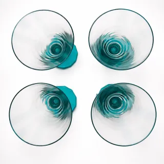 Set 4 Copas Diseño Modernista Turquesa (16,5cm)