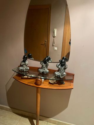 Mueble comedor cerezo con cómoda y mesa,recibidor