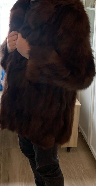 Abrigo de piel de zorro auténtico