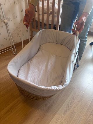 Mini cuna mimbre transportable patas plegables