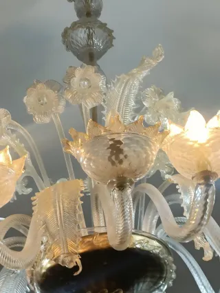 Lampadario Cesare Toso Vetro murano Bianco, oro