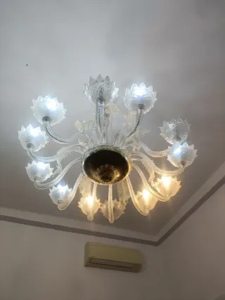 Lampadario Cesare Toso Vetro murano Bianco, oro