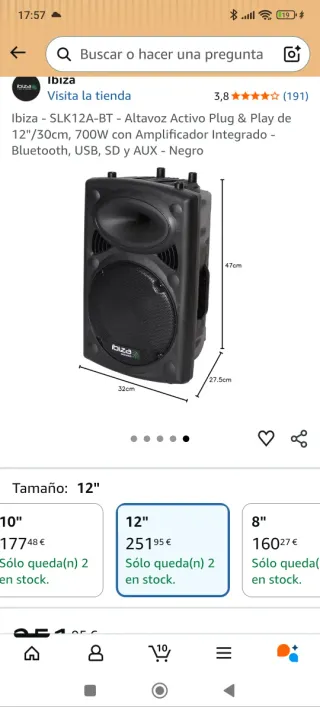 Altavoz Activo Ibiza SLK10A-BT