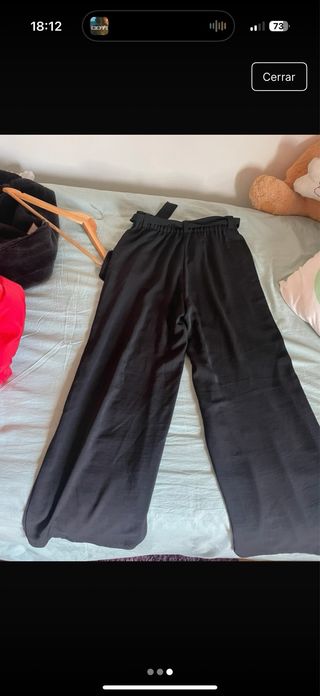 Pantalón negro lino botones