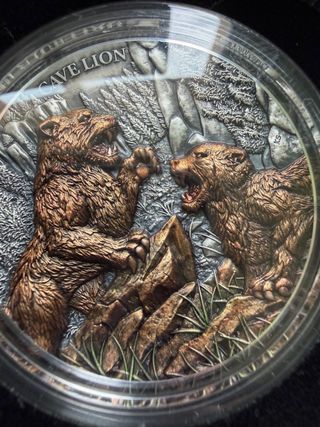 Megafauna Cave Lion 2 Onzas Plata 999 Germania