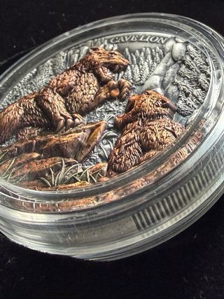 Megafauna Cave Lion 2 Onzas Plata 999 Germania