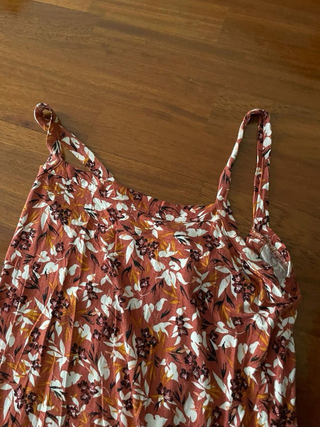 Vestido midi naranja floral Mango