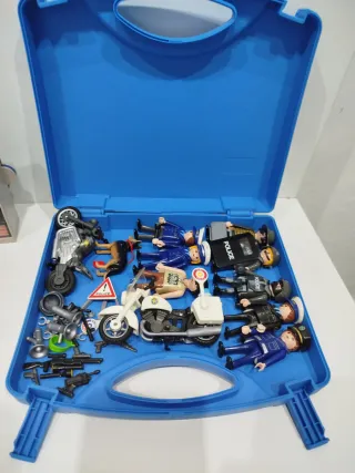 Lote Playmobil Policía Coche, Moto, Prisión